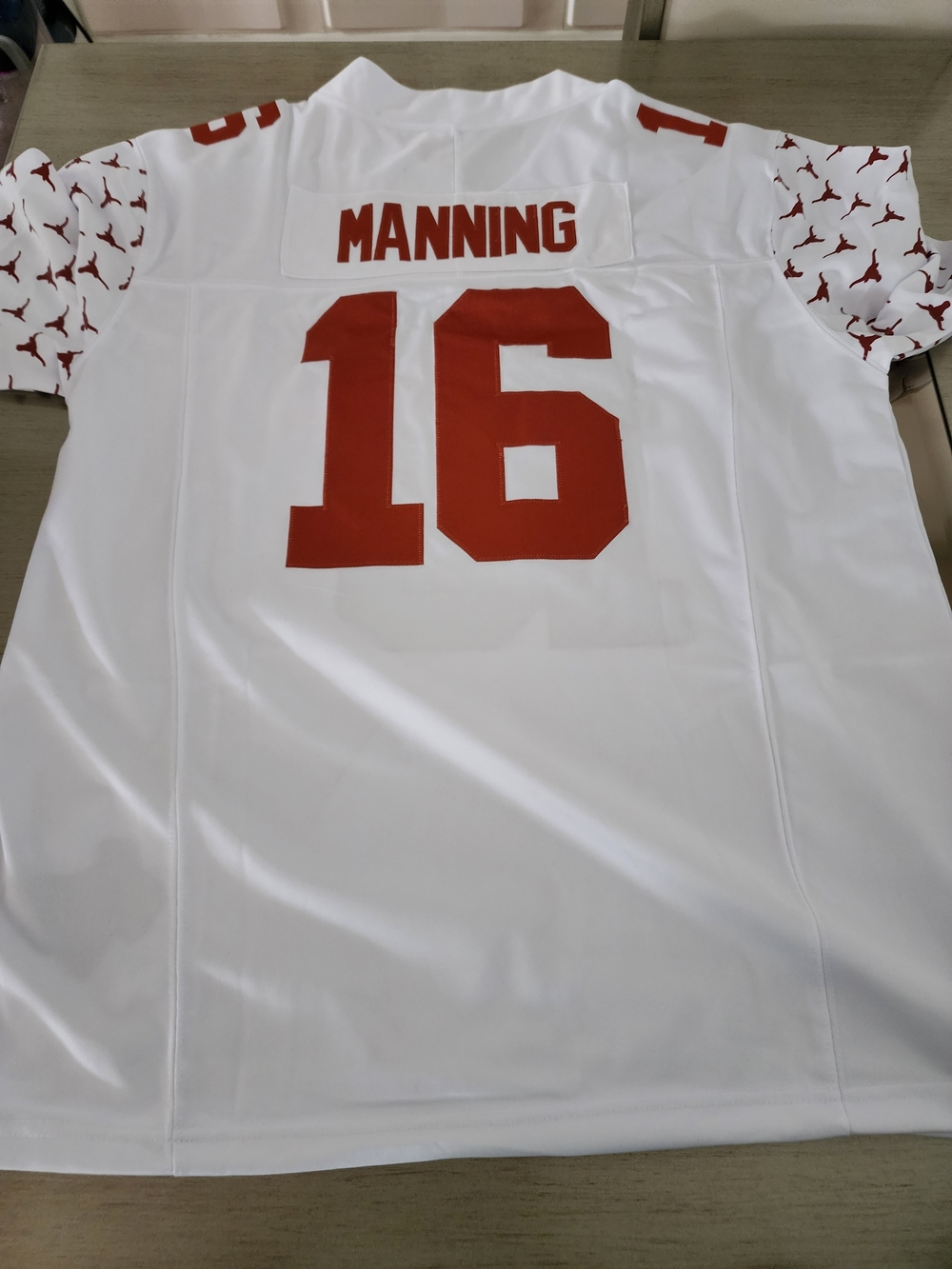 White Athletic Short-Sleeve Jersey with Red Number